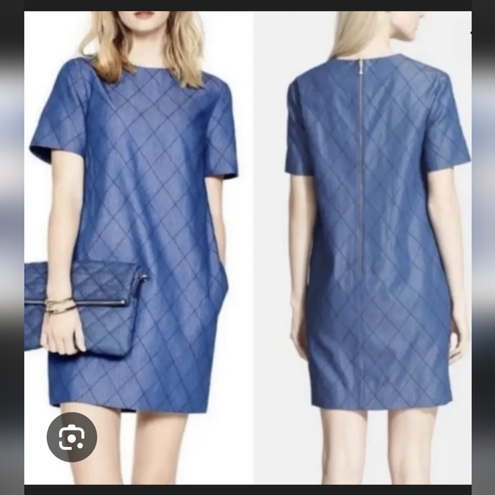 Kate Spade Chambray Blue Quilted Shift Dress - Women's